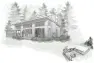 A design sketch of a new custom home on the water, designed by Board & Vellum. – Custom Home Design